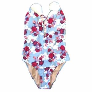Vanilla/Beach One Piece Swimsuit Floral Print NWOT